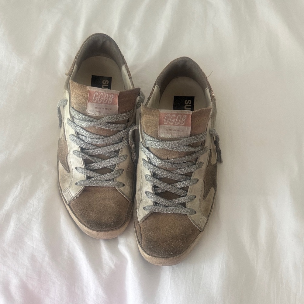 Golden Goose Sneakers with Silver and Brown Accents